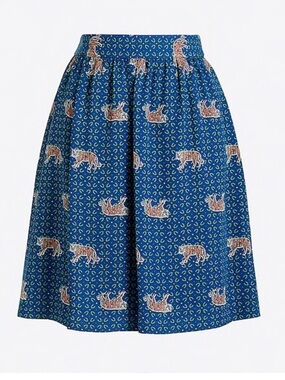 J. Crew Blue Bengal Print Circle Skirt